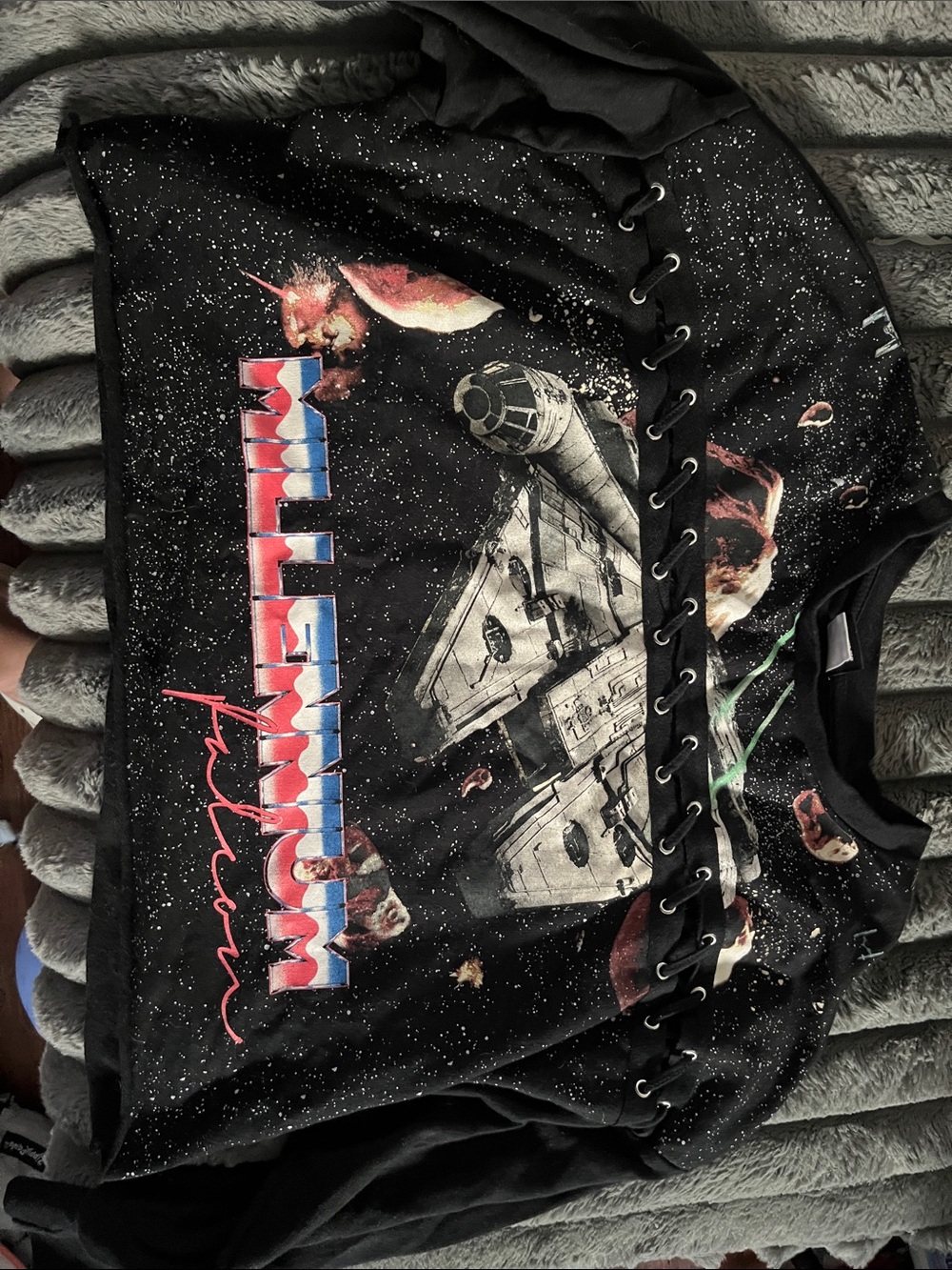 Star Wars Black Millennium Falcon Lace-Up Hoodie Top